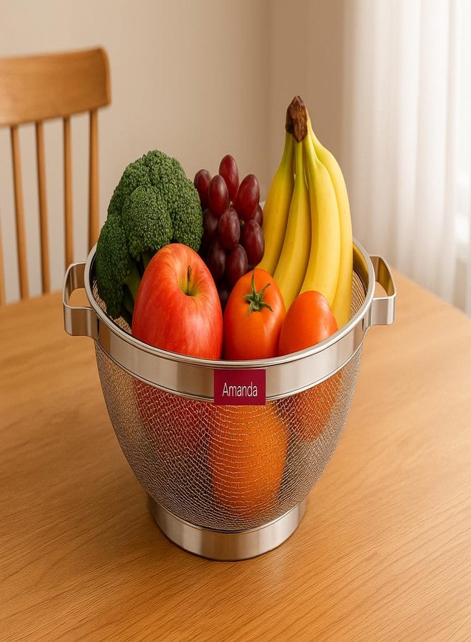 Amanda Stainless Steel Multipurpose Round Basket with Mesh | Size no 8 (21.5 cm Diameter) | Premium 304 Food Grade Stainless Steel (Size no 8 (21.5 cm Diameter)) - Image 3